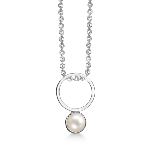 Arkandi Kreis Perlenkette in Silber. 42-45cm.