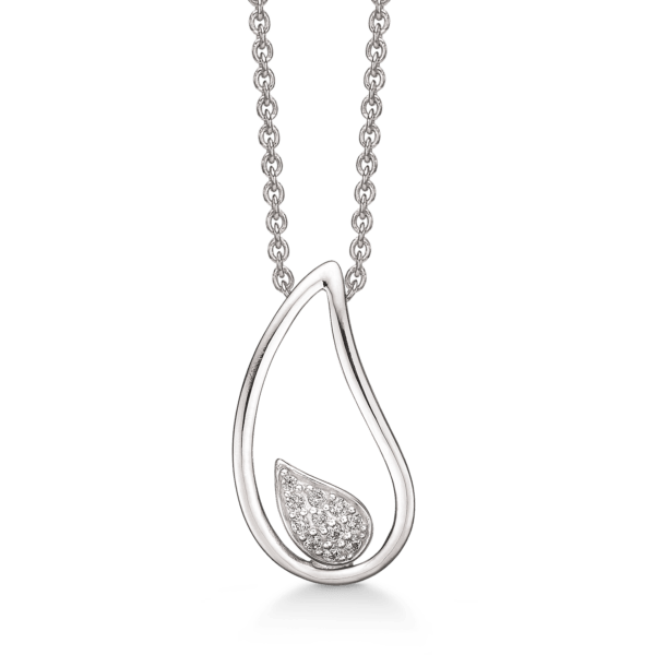 Silberkette rhodiniert Auge groß glänzend mit kleinem Auge besetzt mit facettierten Zirkonia