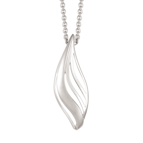 Silberkette länglicher Tropfen matt mit Linie