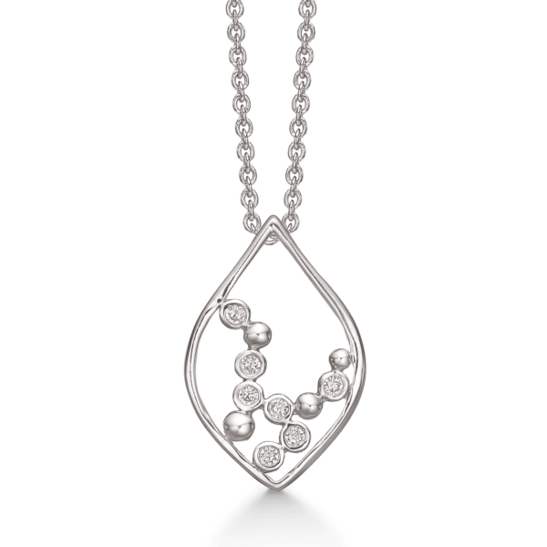 Silberkette rhodiniertes Auge mit facettierten Zirkonia und Kugeln