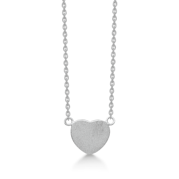 Silberherzkette rhodiniert und matt. Die Kette ist aus rhodiniertem Silber und hat eine Länge von 42-45 cm.