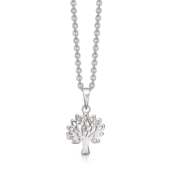 Arkandi Lebensbaum Kette Silber mit Zirkoniasteinen - 42-45 cm