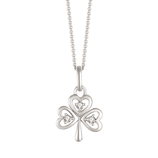 Silberhalskette 3 Kleeblätter von 3 Herzen mit Zirkonia