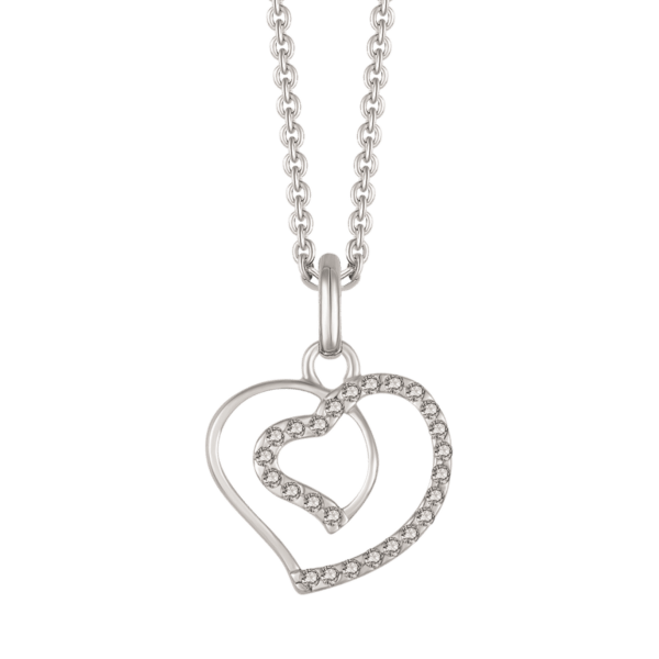Silberne Herzkette Doppelherz mit Zirkonia