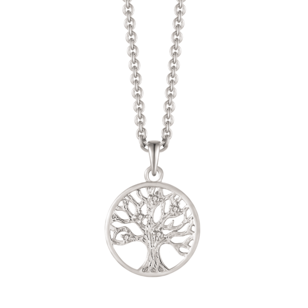 Lebensbaum Kette Silber mit Zirkonia-Steinen