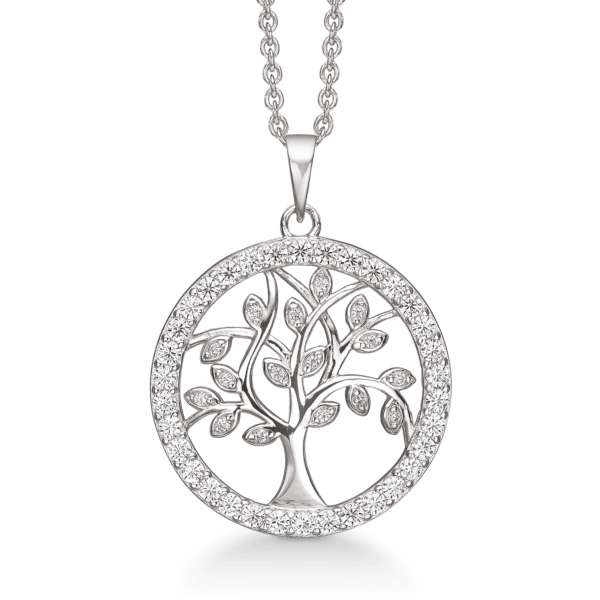 Arkandi Lebensbaum Kette aus Silber mit Zirkoniasteinen - 42-45 cm