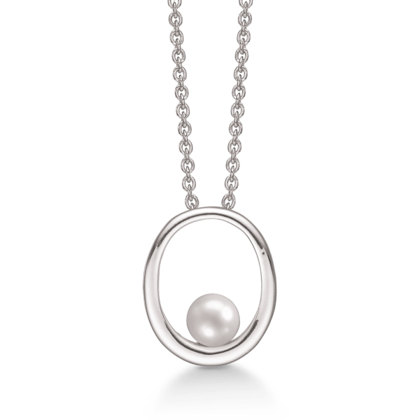 Arkandi Silberkette mit Perlenanhänger. Länge 42-45cm.