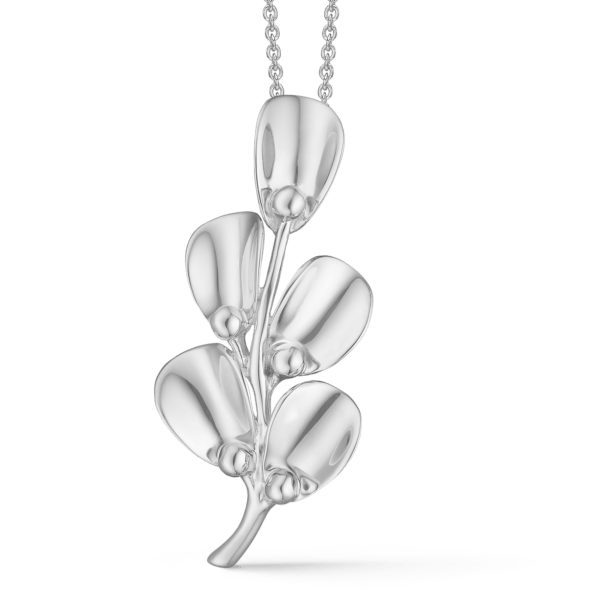 Silberhalskette rhodiniert 5 Blätter. Die Kette ist aus rhodiniertem Silber und hat eine Länge von 42-45 cm.