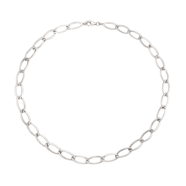 Silberkette ovale offene dünne Glieder Die Kette ist silbern und hat eine Länge von 41 cm