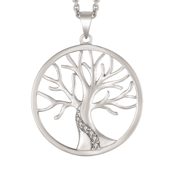 Lebensbaum Kette Silber mit Zirkonia Steinen