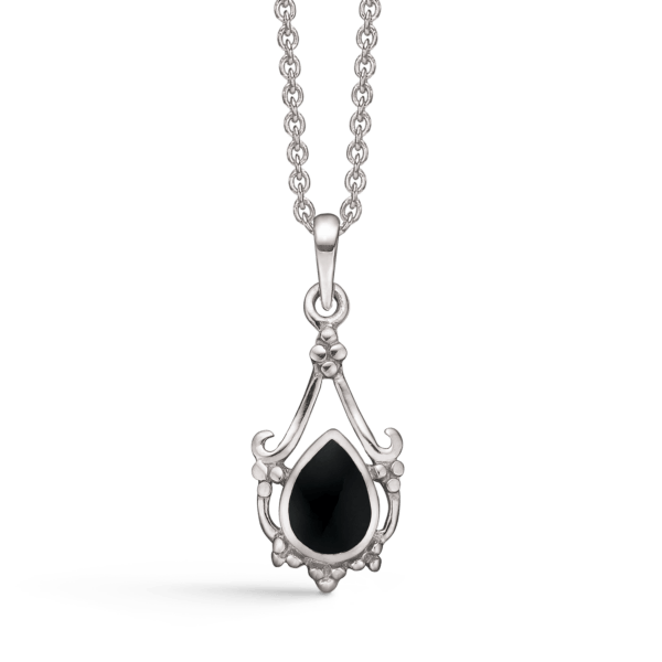 Silberkette rhodinierte Krümeluhr mit ovalem Onyx