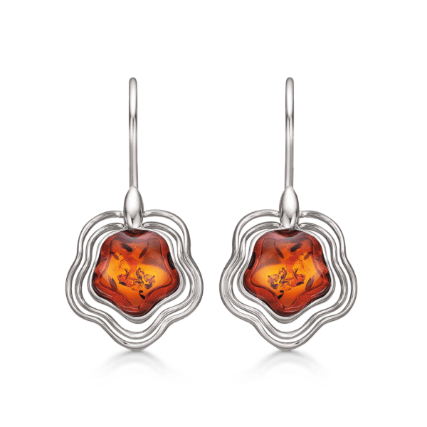Ohrringe mit Bernsteinblüten in Silber