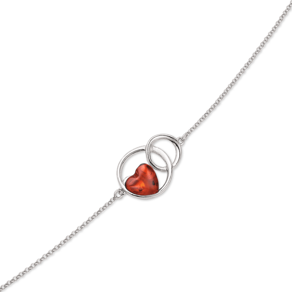 Bernsteinarmband in Silber mit Bernsteinherz 17-21 cm