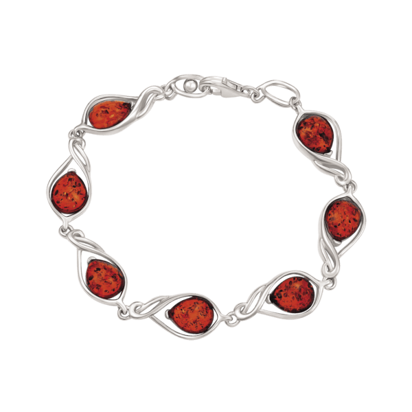 Silberarmband Tropfen mit Bernstein Länge 17+4 cm