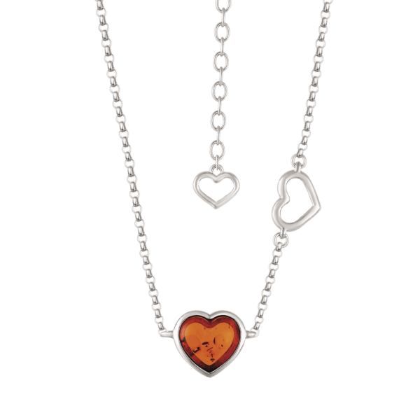 Herz-Silberkette mit Bernstein