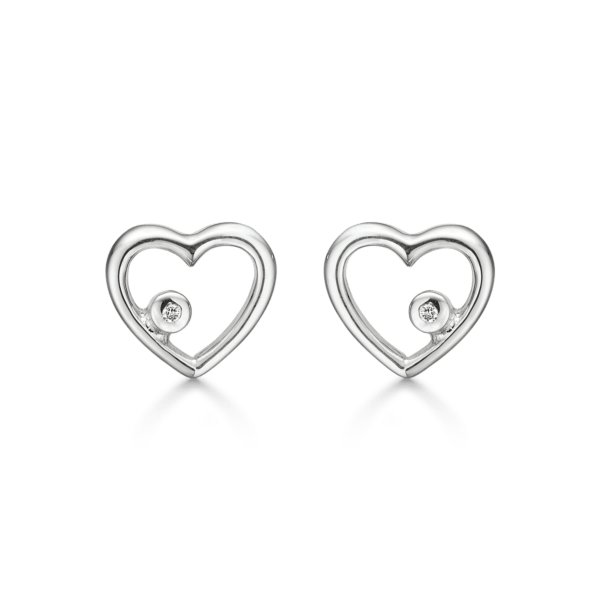 Diamantherzohrringe in Silber