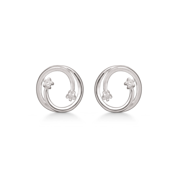 Silberne Ohrstecker rhodiniert 1 Rohling und eine matte Schleife mit einem Diamanten am Ende.
