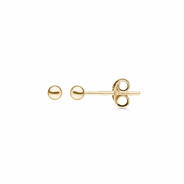 8kt. goldene Ohrringkugel. Maße: 3 mm.