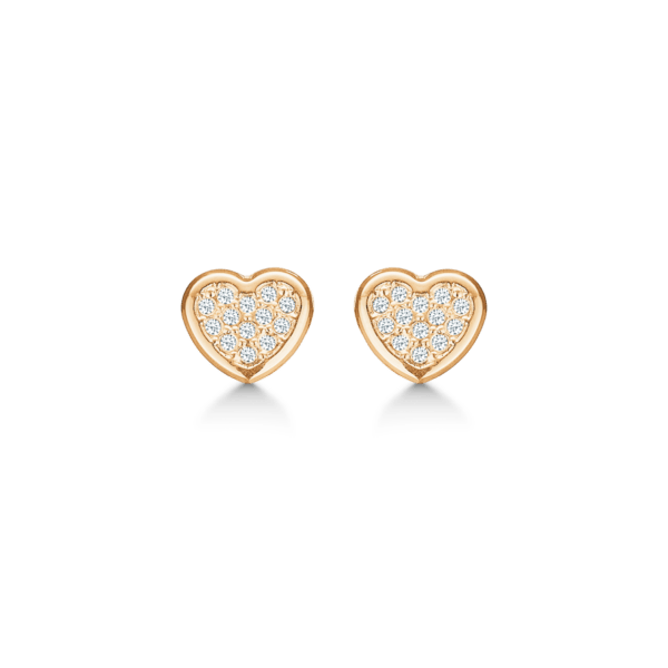 Arkandi Herz-Ohrstecker 8 Karat Gold mit Zirkonia-Steinen