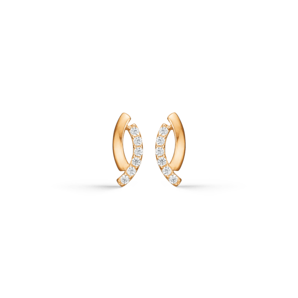 8kt. Goldohrstecker 2 Schleifen 1 glatt, 1 m/zir.