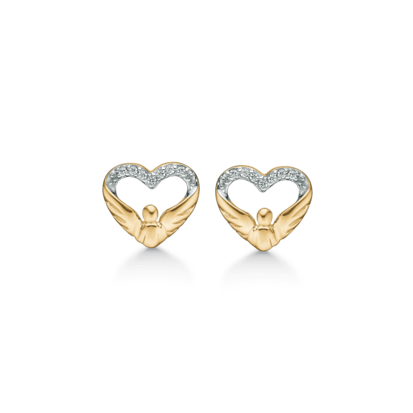 Arkandi Herz-Ohrstecker 8 Karat Gold mit Zirkonia-Steinen