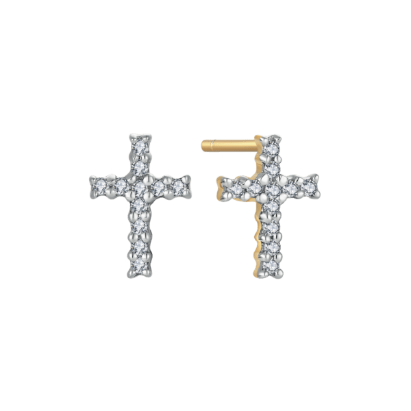 Ohrstecker aus 8 kt Gold, Kreuz mit Zirkonia