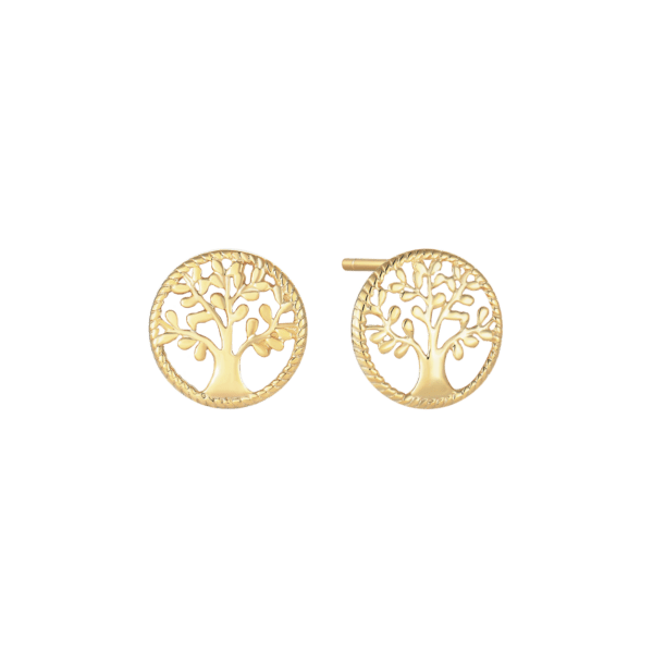 Lebensbaum Ohrringe 8 Karat Gold in einem Kreis