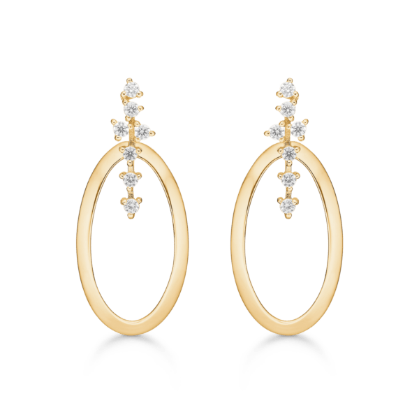 8kt. Goldohrringe oval mit facettierten Zirkonia.