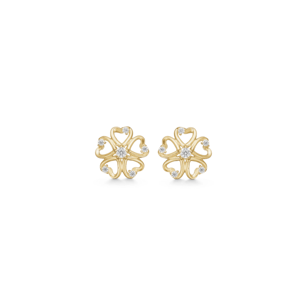 Arkandi Herz/Blumen Ohrstecker 8 Karat Gold mit Zirkonia Steinen