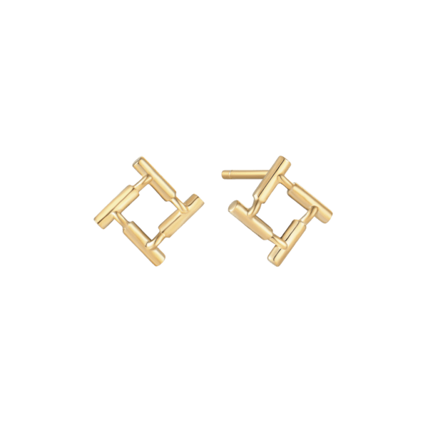 Ohrstecker aus 8 kt Gold, die zu einem Quadrat zusammengesetzt sind