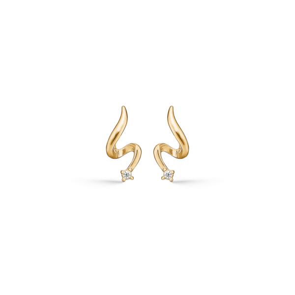 8kt. Goldohrstecker Schlange mit 1 facettiertem Zirkonia.
