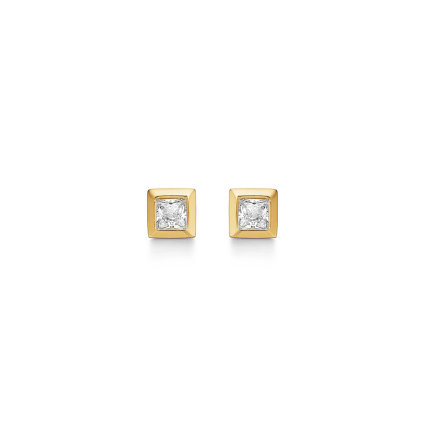 8kt. -Goldohrstecker quadratisch mit 1 facettiertem Zirkonia.