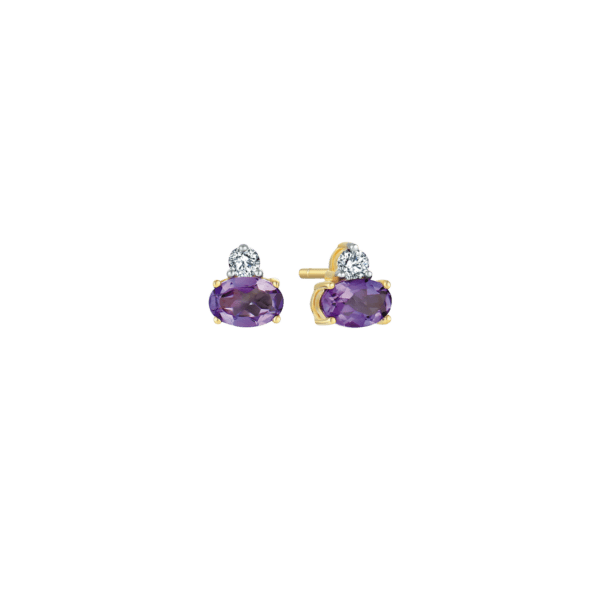 Ohrringe aus 8 kt Gold mit ovalem Amethyst und weißem Topas