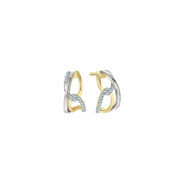 8 kt Rot- und Weißgold-Ohrstecker geflochtener Glanz Brillant insgesamt 0,14 ct w/si