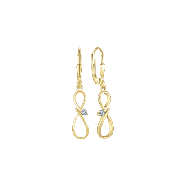 8 kt Goldohrring Ewigkeitszeichen mit seitlichem Zirkonia "Unendlichkeit"