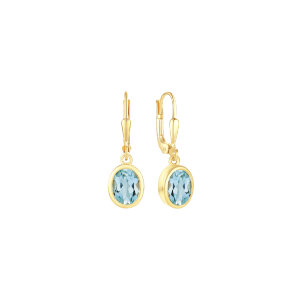 Runde Ohrringe aus 8 kt Gold mit blauem Topas