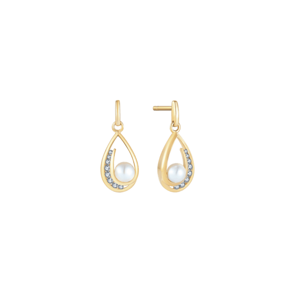 Ohrring aus 8 kt Gold mit Schleife und Süßwasserperle mit Zirkonia