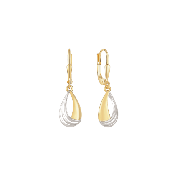Ohranhänger aus 8 kt Gold mit 3 dünnen Linien und einer stärkeren aus reinem Gold