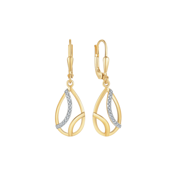Ohrhänger aus 8 kt Gold mit 2 Zirkonia-Linien in einer