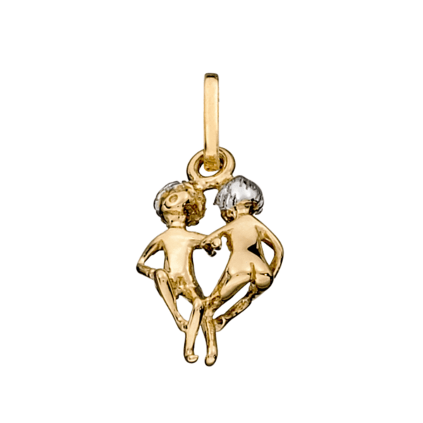 Sternzeichen Zwilling 8 kt. Gold mit Rhodium-Anhänger.