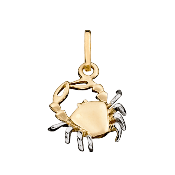 Sternzeichen Krebs 14 kt. Gold mit Rhodium-Anhänger.