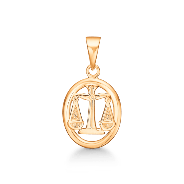 Sternzeichen Waage 14 kt. Goldanhänger. Abmessungen: 13 x 12,5 mm.