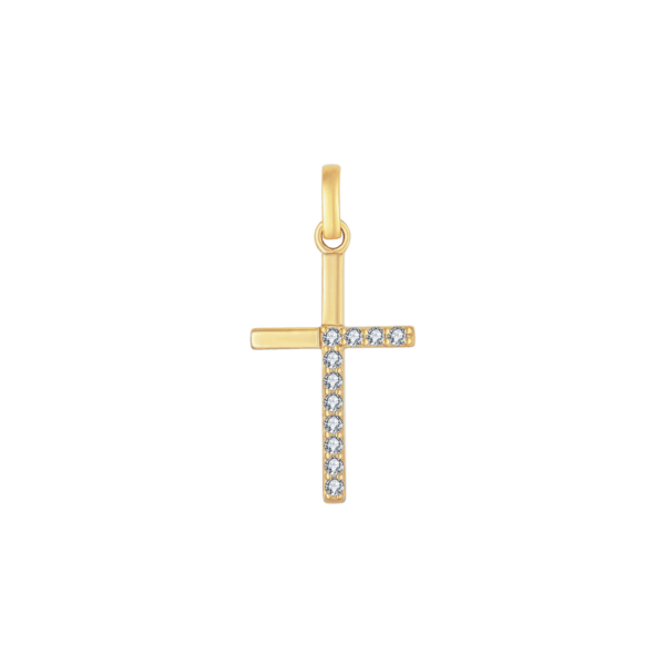 Anhänger aus 8 kt Gold, Kreuz über Zirkonia auf und ab
