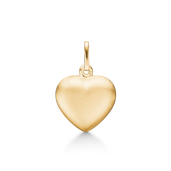 8kt. Anhänger Herz auf der einen Seite matt und auf der anderen glänzend.