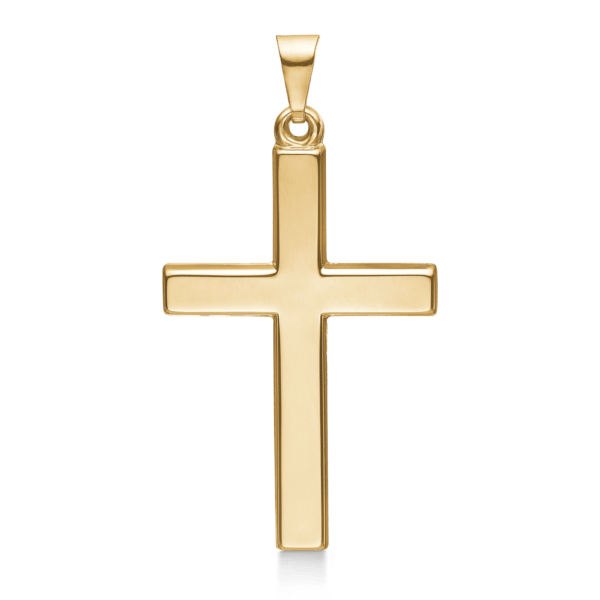 8kt. Kreuz mit goldenem Anhänger. Abmessungen: 19 x 28 mm.