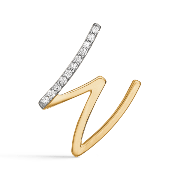 8kt. goldener Anhänger Buchstabe W mit facettiertem Zirkonia.