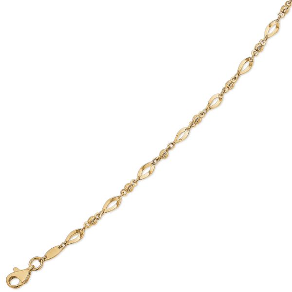 8kt. Goldarmband längliche offene Glieder mit Kugeln dazwischen Länge 18,5 cm.