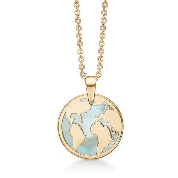 8kt. Goldkette Welt mit Perlmutthintergrund