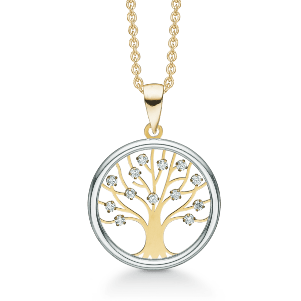 Arkandi Lebensbaum kette aus 8 Karat Gold mit Zirkoniasteinen - 42-45 cm