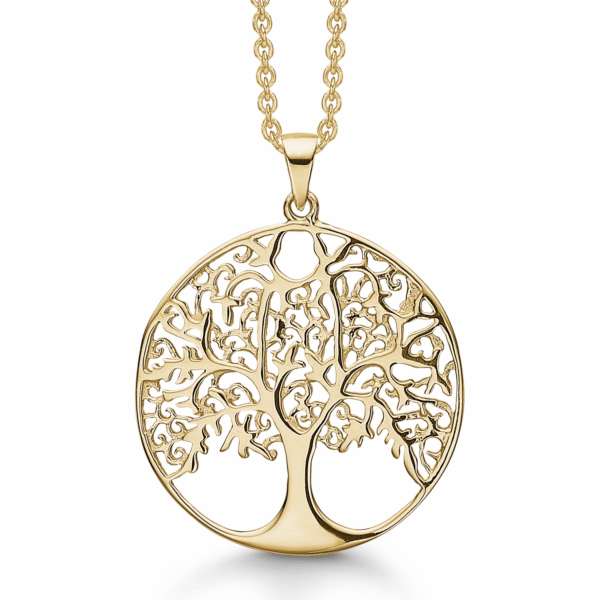 Lebensbaum Kette 8 Karat Gold. Ø25mm